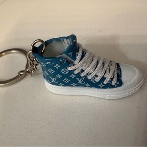 Stylish Blue and White Sneaker Keychain
